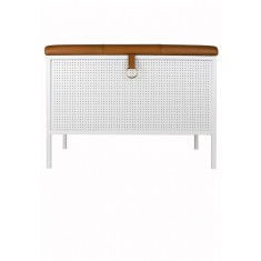  banc de rangement blanc design avec finition cuir 