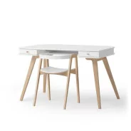 Bureau enfant blanc/chêne & chaise avec accoudoirs