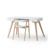Bureau enfant blanc/chêne & chaise avec accoudoirs