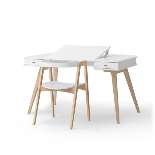 Bureau ado blanc/chêne & chaise avec accoudoirs Bureau ado blanc/chêne & chaise avec accoudoirs
