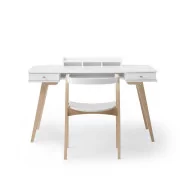 Bureau ado blanc/chêne & chaise avec accoudoirs