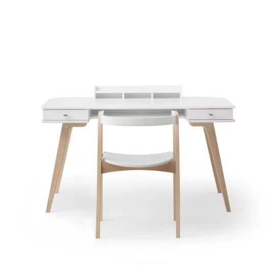 Bureau ado blanc/chêne & chaise avec accoudoirs Bureau ado blanc/chêne & chaise avec accoudoirs